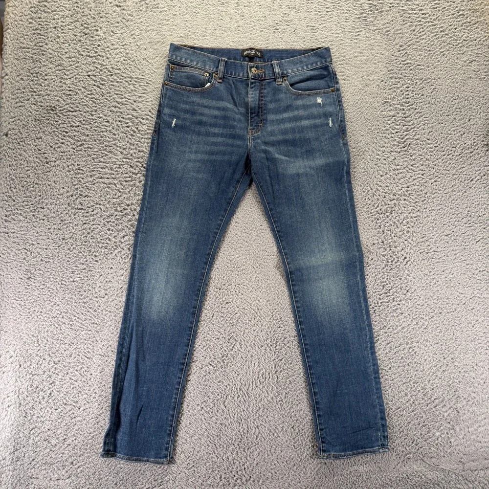 J.Crew Mercantile Flex Jeans Mens 32x30 Blue Cotton Denim Straight Slim Stretch